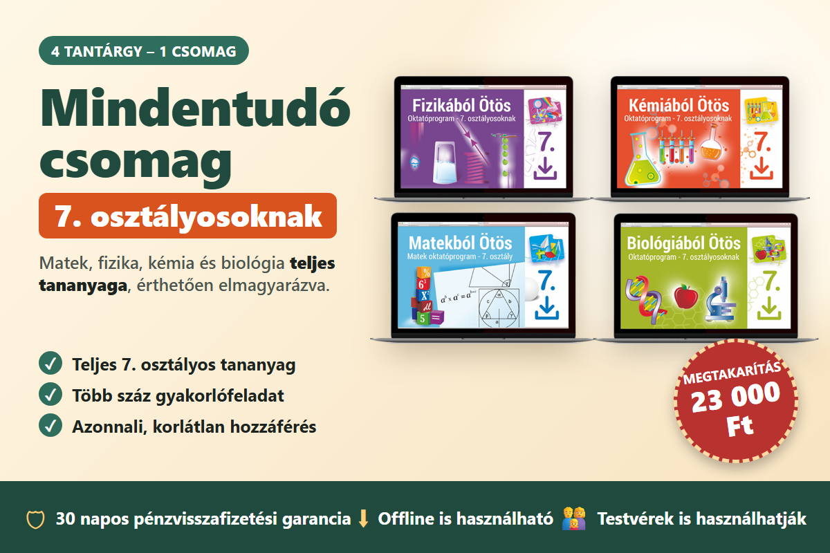 Mindentudó csomag 7. osztályosoknak